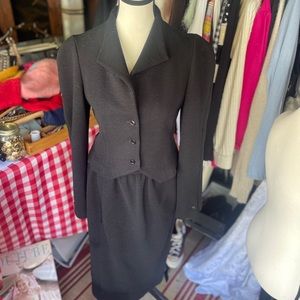 Vintage Halston Black Suit withSkirt Pockets. Size S/XS.